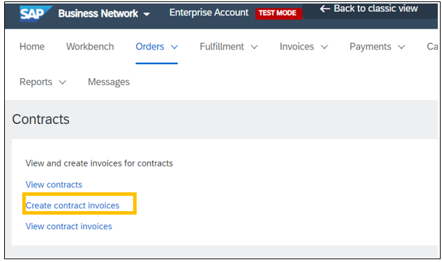 Create cotract invoices link