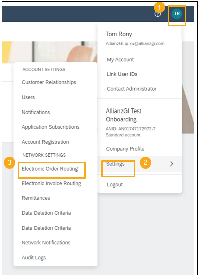 where to find Electronic Order Routing