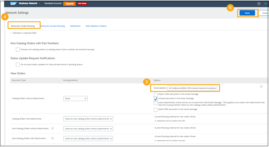Network settings detail