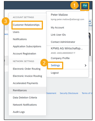 Settings and select Customer Relationships