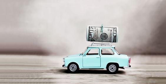 Tiny car with money