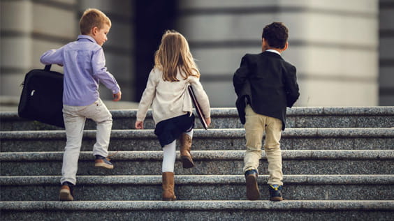 children on stairs