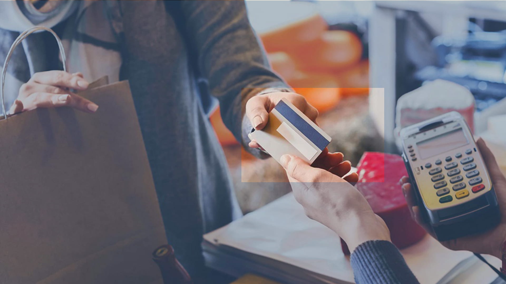 Woman making a credit card purchase
